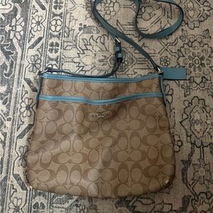 Coach Tan and Blue Crossbody Bag